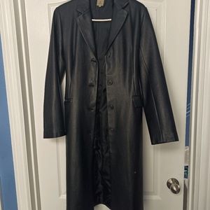 Black vegan leather  trench coat